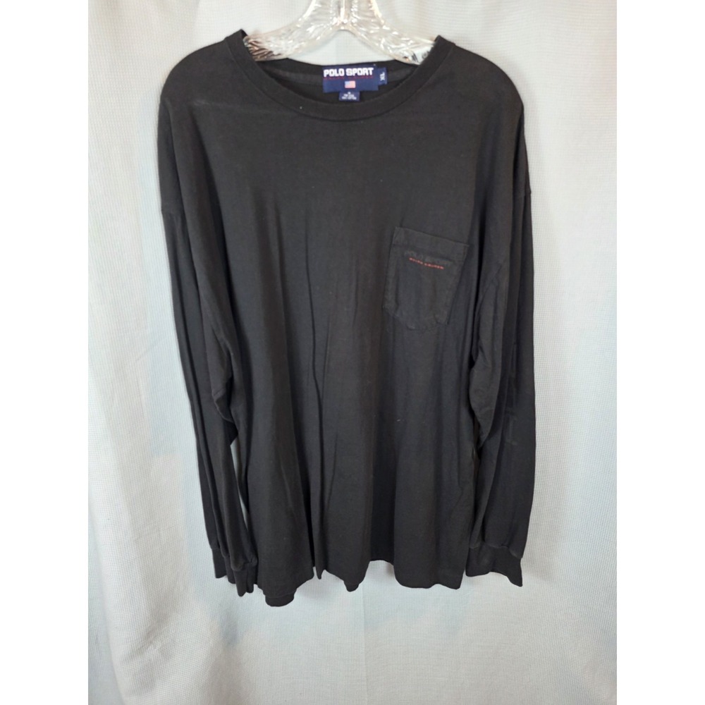 Vtg Polo Sport Ralph Lauren Black Pocket Long Sleeve Logos T Shirt Men XL USA